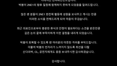 박봄 2ne1 활동 중단